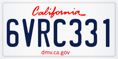 CA license plate 6VRC331