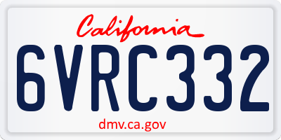 CA license plate 6VRC332