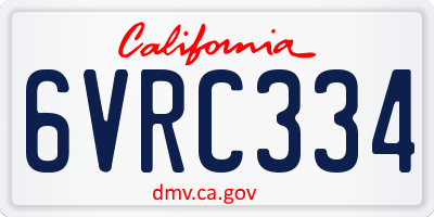 CA license plate 6VRC334
