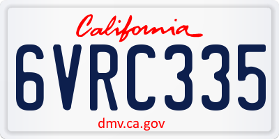 CA license plate 6VRC335