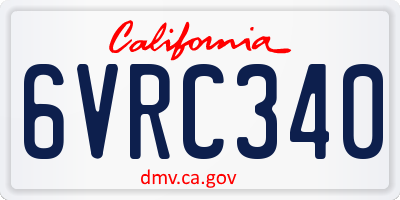 CA license plate 6VRC340