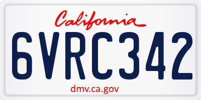 CA license plate 6VRC342