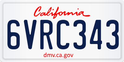 CA license plate 6VRC343