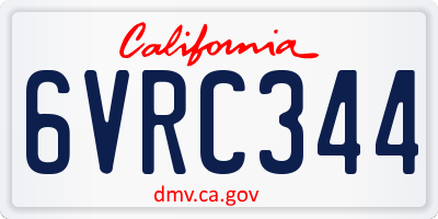 CA license plate 6VRC344