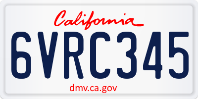 CA license plate 6VRC345