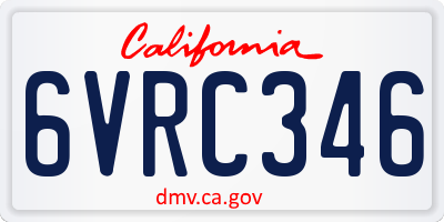 CA license plate 6VRC346