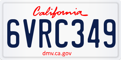 CA license plate 6VRC349