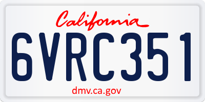 CA license plate 6VRC351