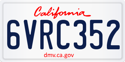 CA license plate 6VRC352