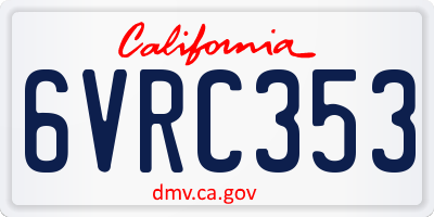 CA license plate 6VRC353