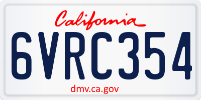 CA license plate 6VRC354