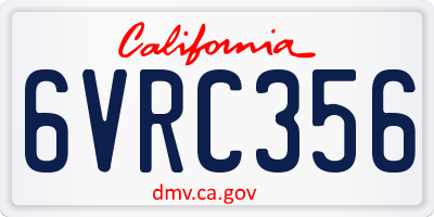 CA license plate 6VRC356