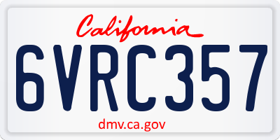 CA license plate 6VRC357