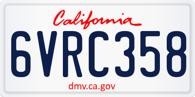 CA license plate 6VRC358