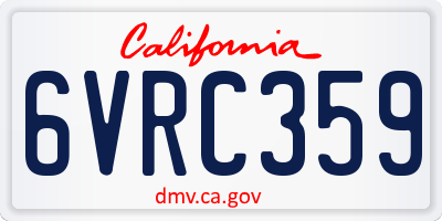 CA license plate 6VRC359