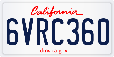 CA license plate 6VRC360