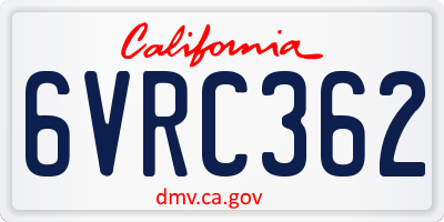 CA license plate 6VRC362