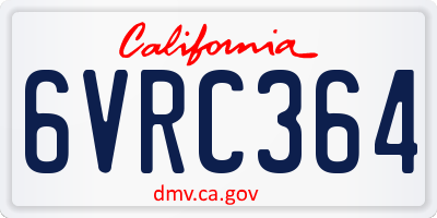 CA license plate 6VRC364
