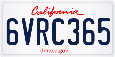 CA license plate 6VRC365