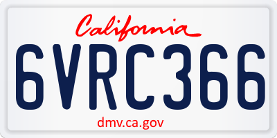CA license plate 6VRC366