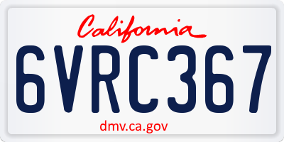 CA license plate 6VRC367
