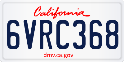 CA license plate 6VRC368