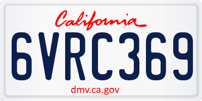 CA license plate 6VRC369