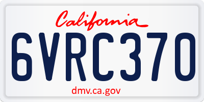 CA license plate 6VRC370