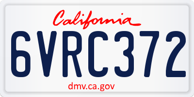 CA license plate 6VRC372