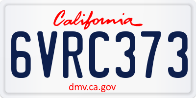 CA license plate 6VRC373