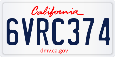 CA license plate 6VRC374