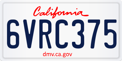 CA license plate 6VRC375