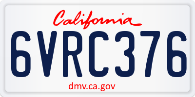 CA license plate 6VRC376