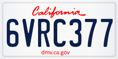 CA license plate 6VRC377