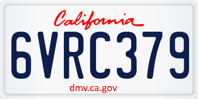 CA license plate 6VRC379