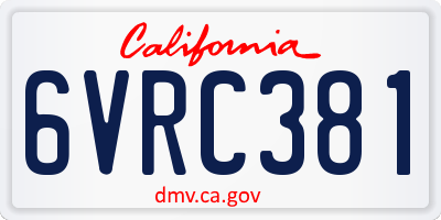 CA license plate 6VRC381