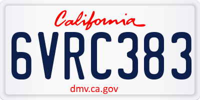 CA license plate 6VRC383