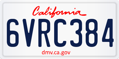 CA license plate 6VRC384