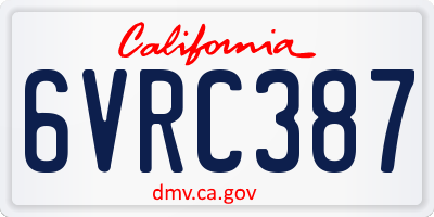 CA license plate 6VRC387