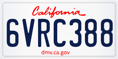 CA license plate 6VRC388