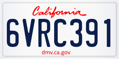 CA license plate 6VRC391
