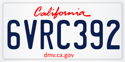 CA license plate 6VRC392