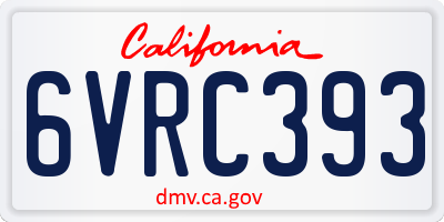 CA license plate 6VRC393
