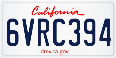 CA license plate 6VRC394