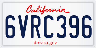 CA license plate 6VRC396