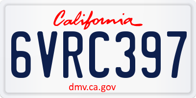 CA license plate 6VRC397