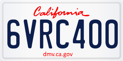 CA license plate 6VRC400