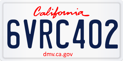 CA license plate 6VRC402
