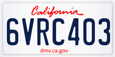 CA license plate 6VRC403