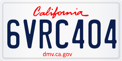 CA license plate 6VRC404